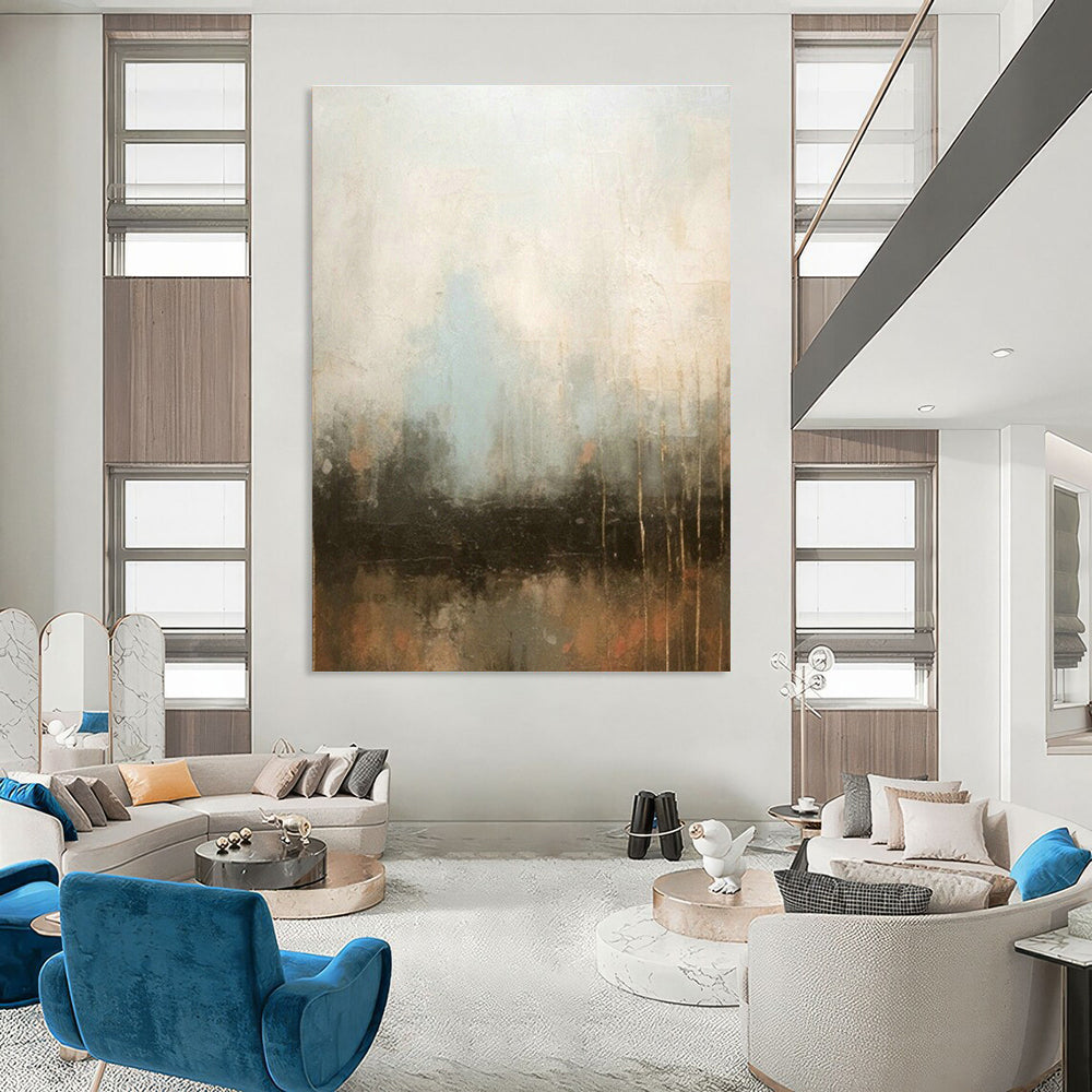 Gray - Blue Hazy Abstract Art for Minimalist Bedroom & Calm Wellness Center DLZ0745