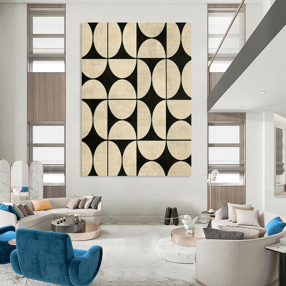 Black and White Geometric Pattern Art for Mid - Century Modern Home & Contemporary Design Studio DLZ1984