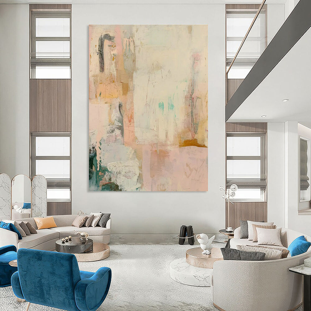 Pink - White Abstract Art for Bohemian - Chic Bedroom & Art Gallery Pop - Up DLZ1839