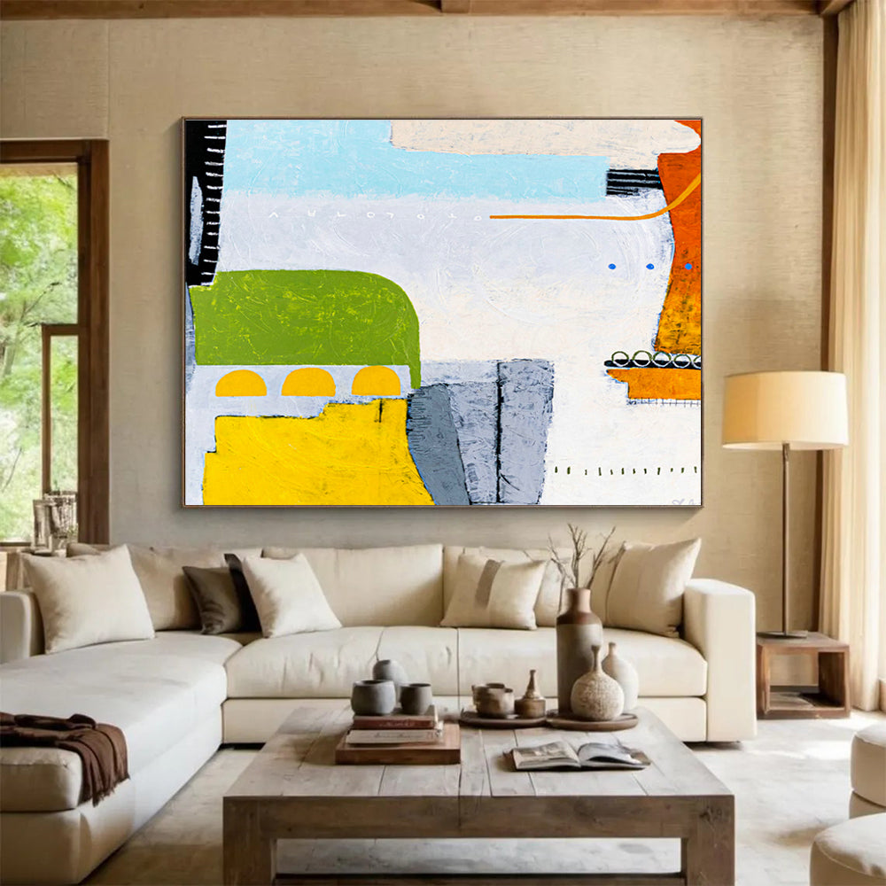 Colorful Geometric Abstract Art for Family - Friendly Restaurant DLZ2929