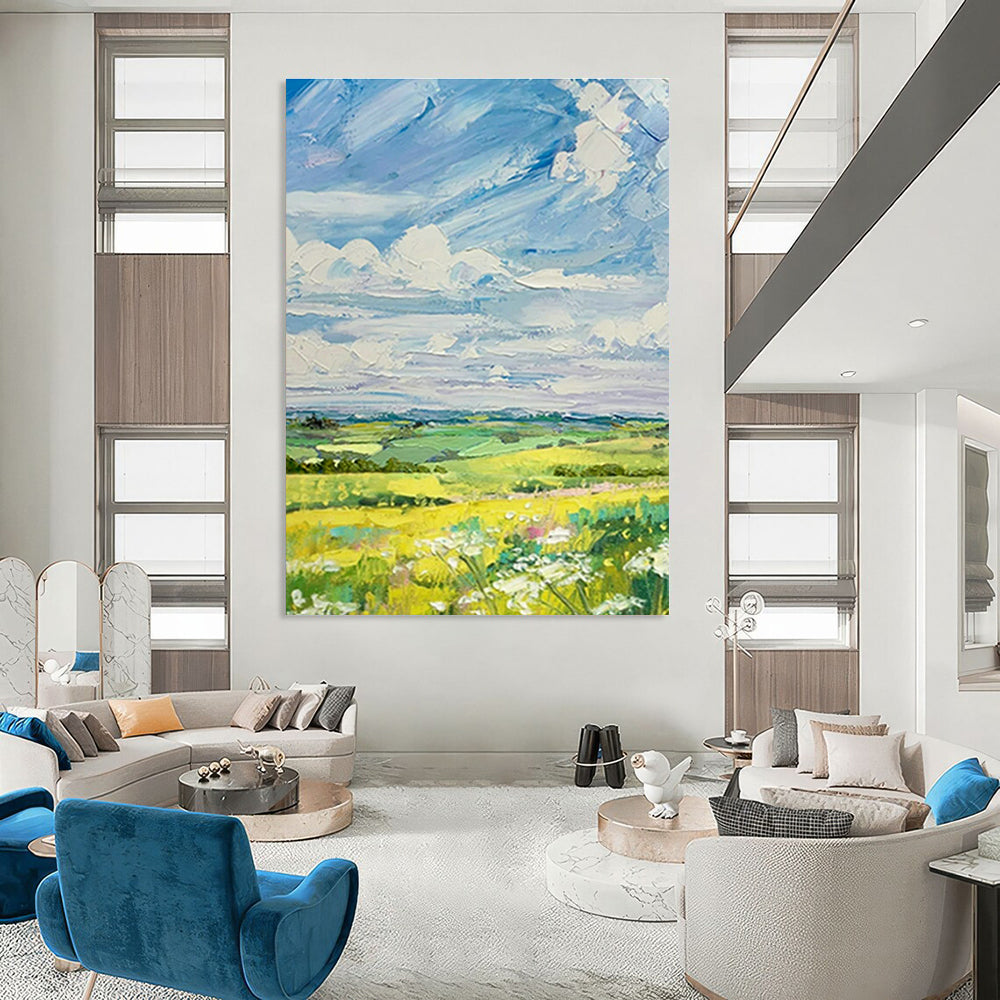 Vibrant Landscape Oil Painting for Countryside Café & Rustic Home Living Room DLZ1591