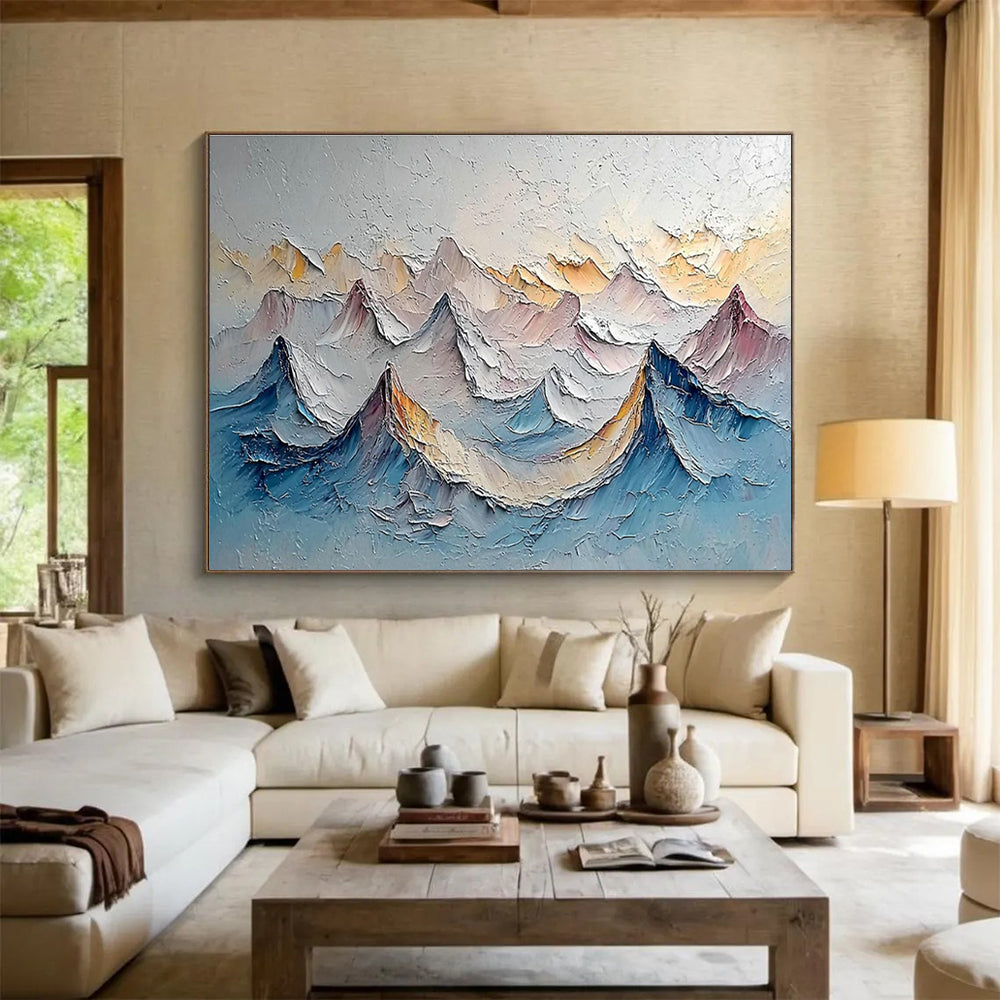 Textured Mountain Range Art for Adventure - Inspired Home Office Walls DLZ3286