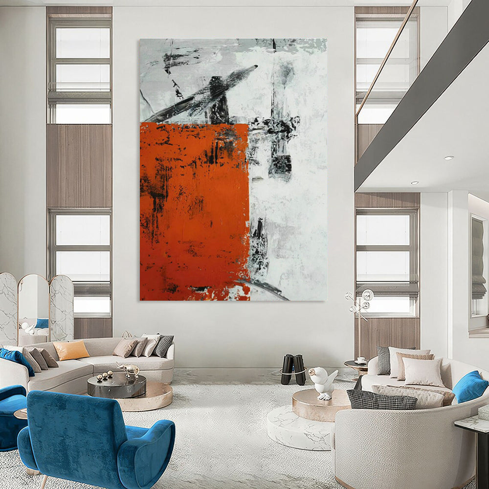 Orange - Grey Abstract Art for Living Room & Office DLZ0512