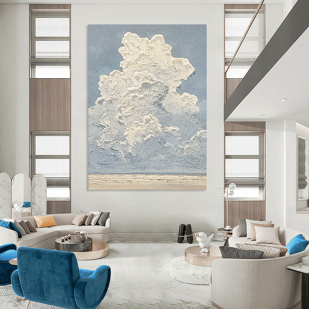 Cloud - Sea Abstract Art for Coastal Home & Wellness Center DLZ1149