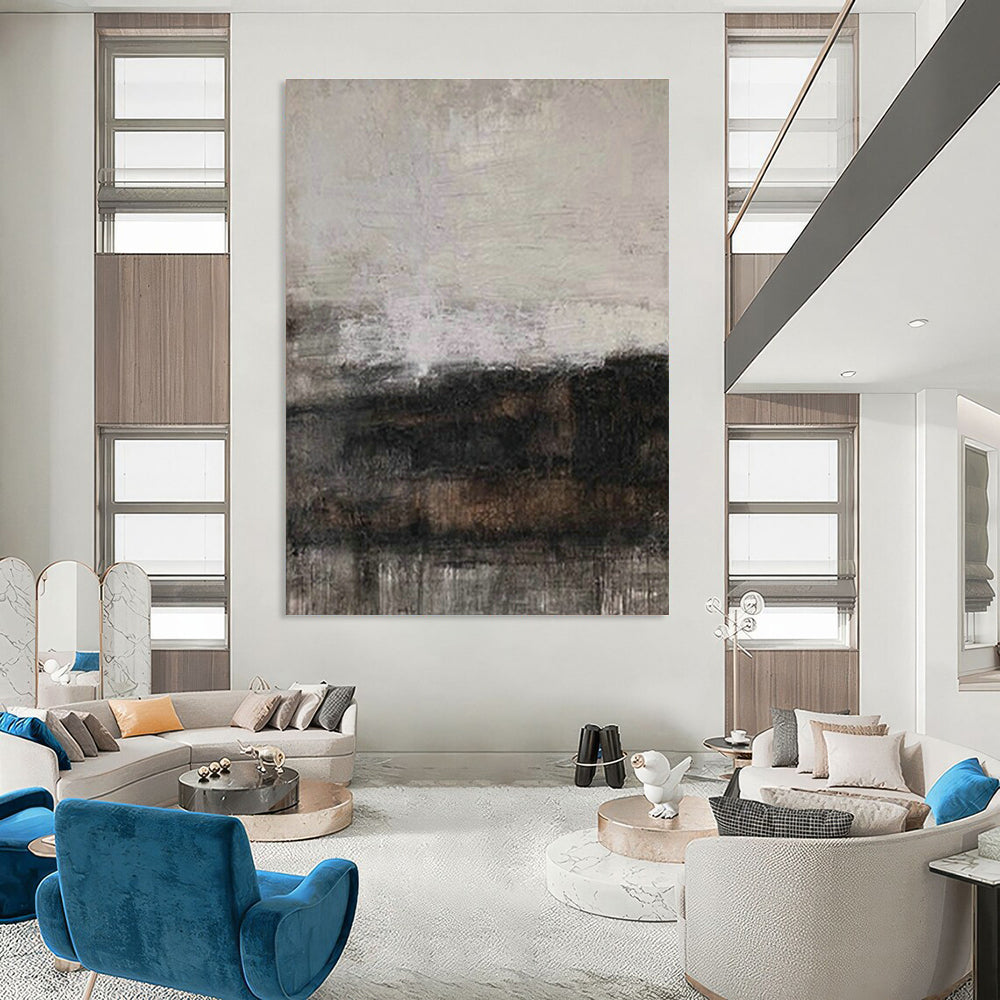 Gray - Black Textured Abstract Art for Industrial Loft & Minimalist Office DLZ1880