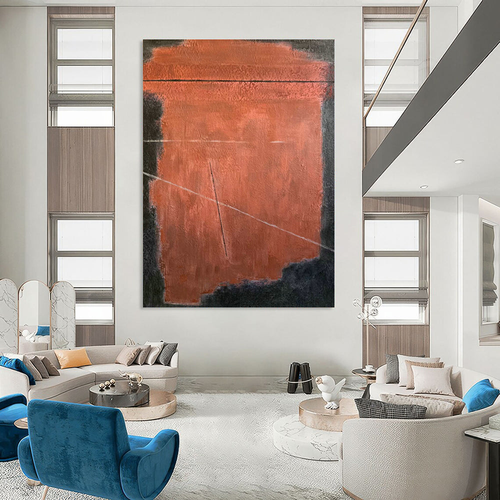 Red and Black Geometric Abstract Art for Industrial - Style Loft & Modern Gallery Space DLZ0752