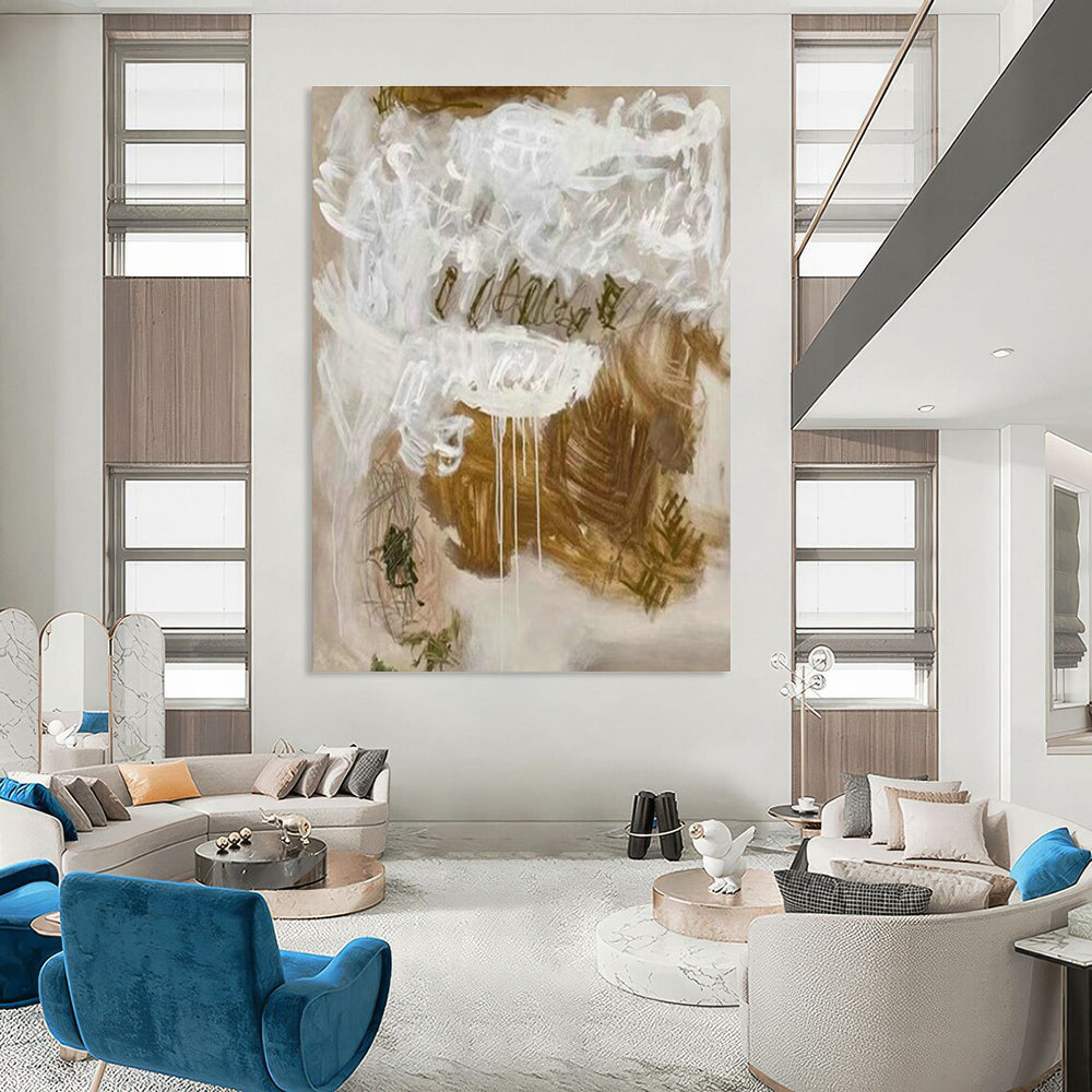 Brown and White Abstract Expressionist Art for Art - Lovers' Lounge & Creative Home Studio DLZ1987