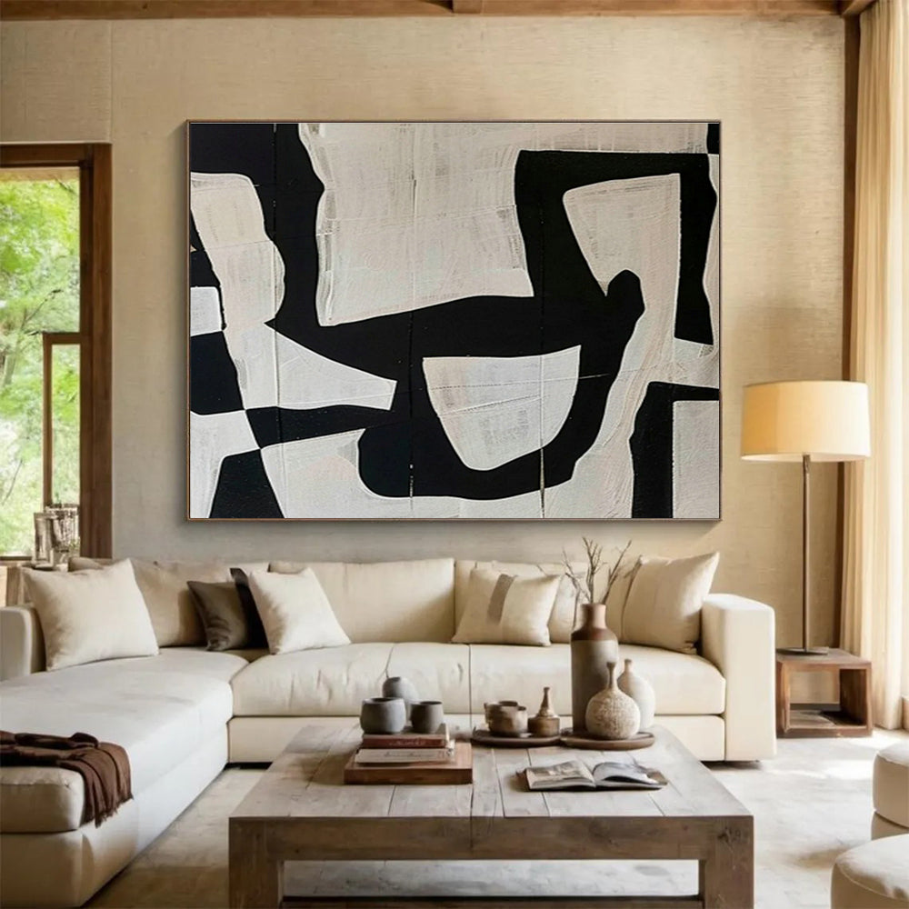 Black - White Collage Abstract Art for Edgy Urban Café Walls DLZ3129