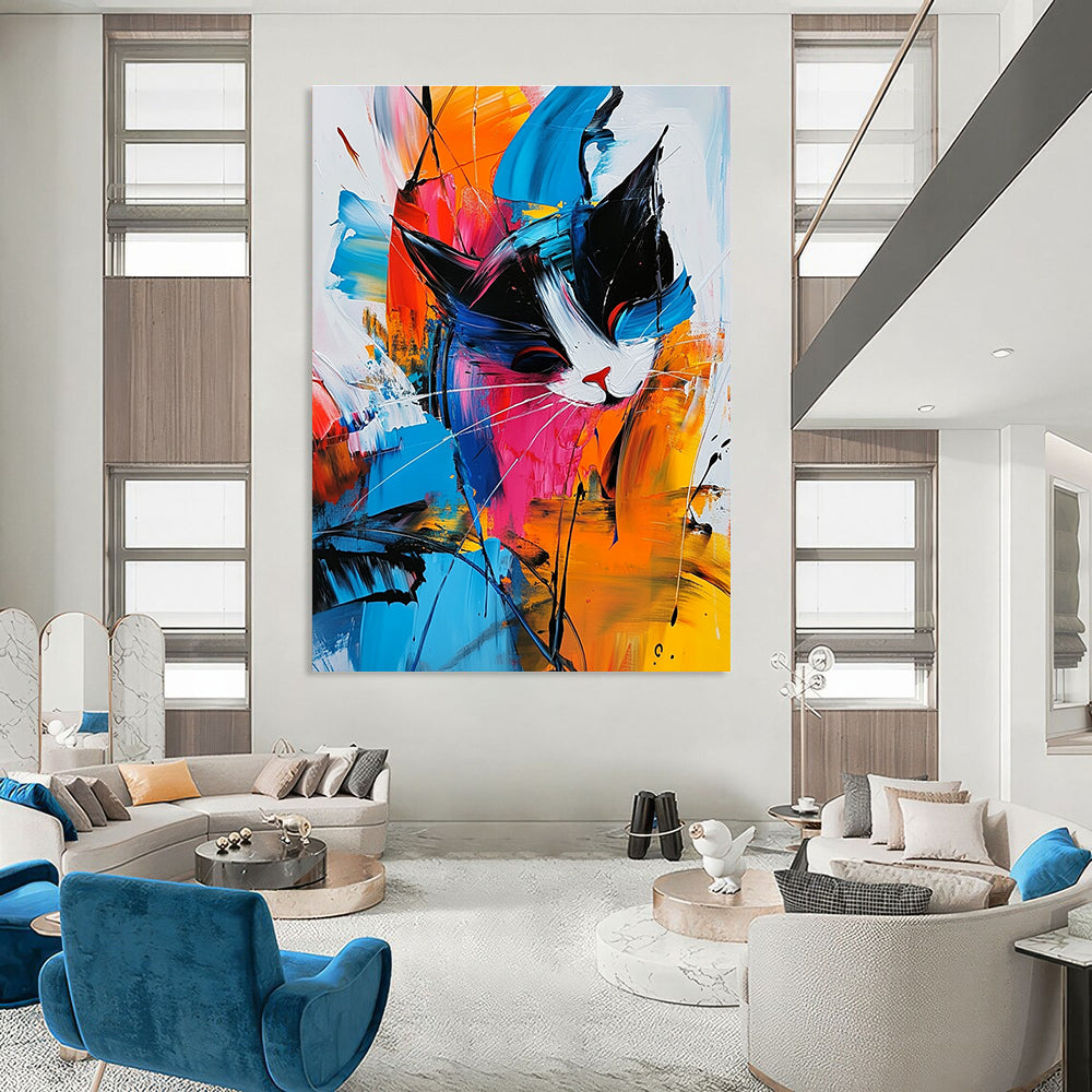 Colorful Abstract Cat for Playful Kids’ Room & Art - Centric Lounge STSC306