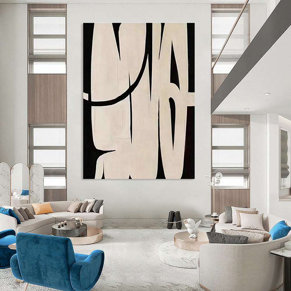 Black - White Bold Forms Art for Industrial Loft & Contemporary Gallery DLZ2023