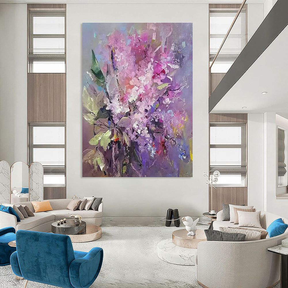 Pink - Purple Flower Bouquet Art for Romantic Wedding Venue & Feminine Home Salon DLZ0912