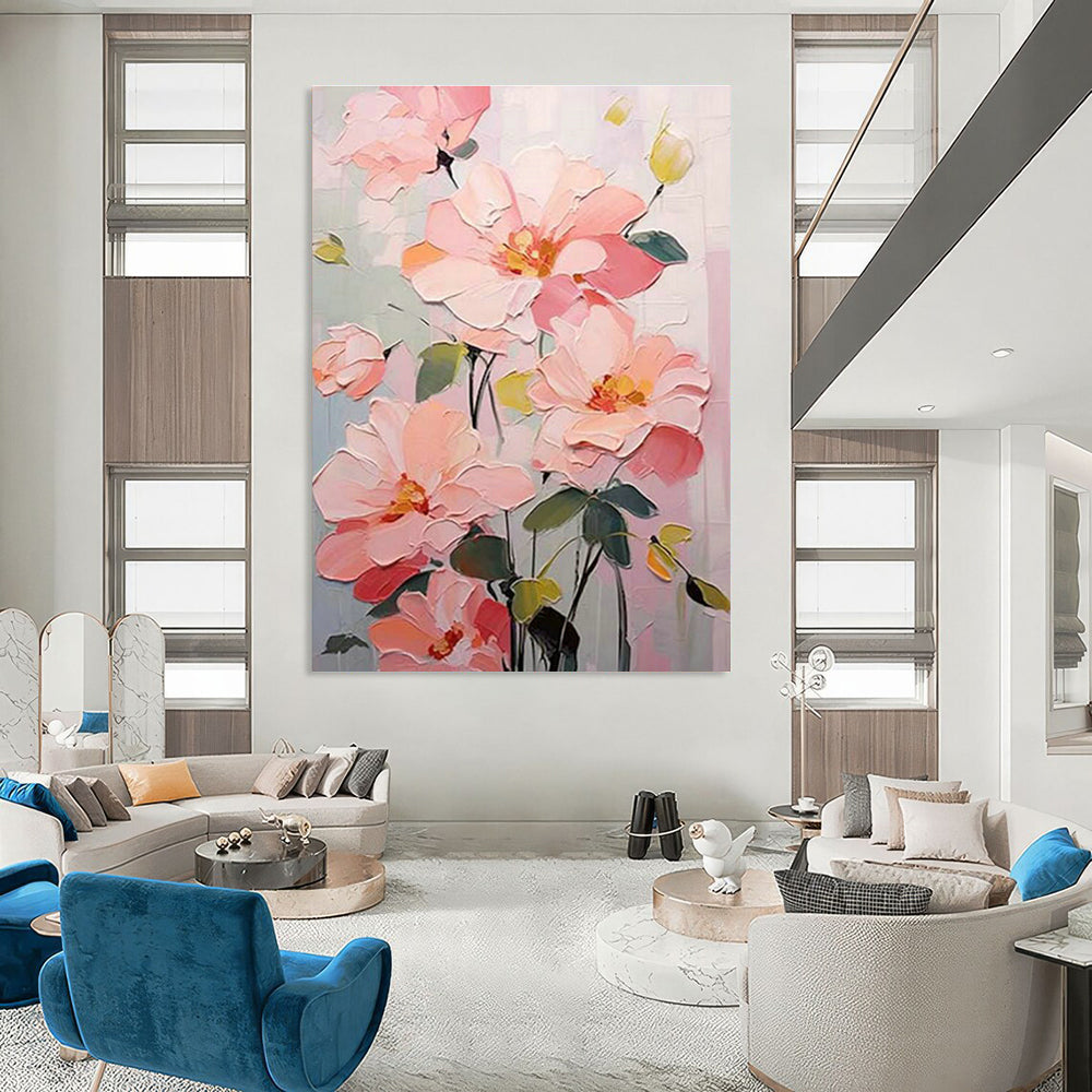 Pink Floral Painting for Bedroom & Entryway DLZ0353