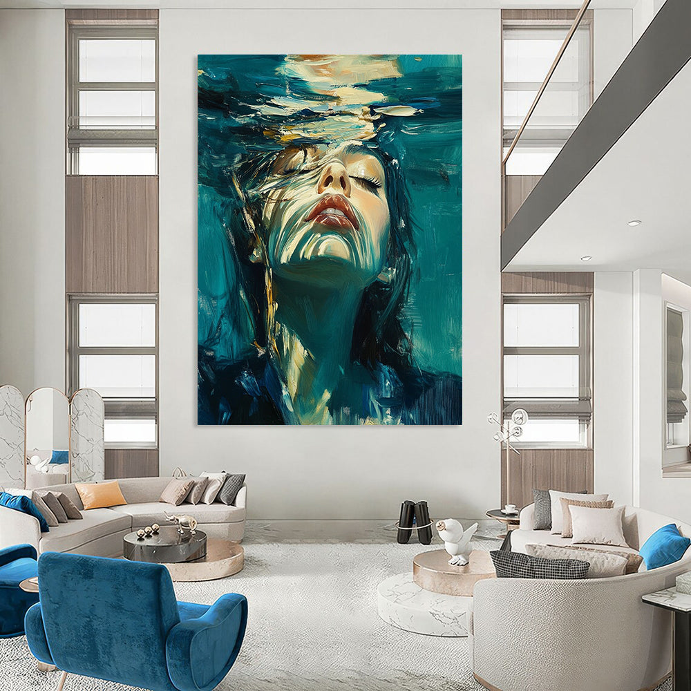 Woman Submerged in Water for Spa Wellness Center & Art - Inspired Home Bathroom STSC178