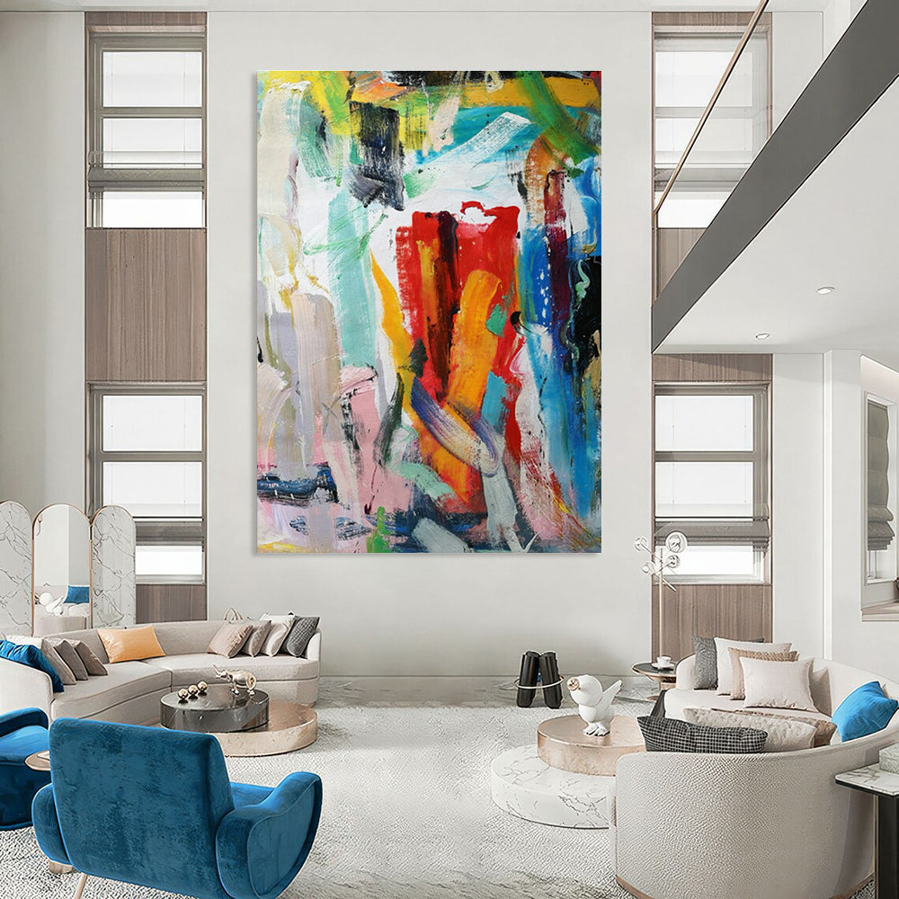 Colorful Brushstroke Abstract Art for Vibrant Living Room & Creative Studio DLZ0770