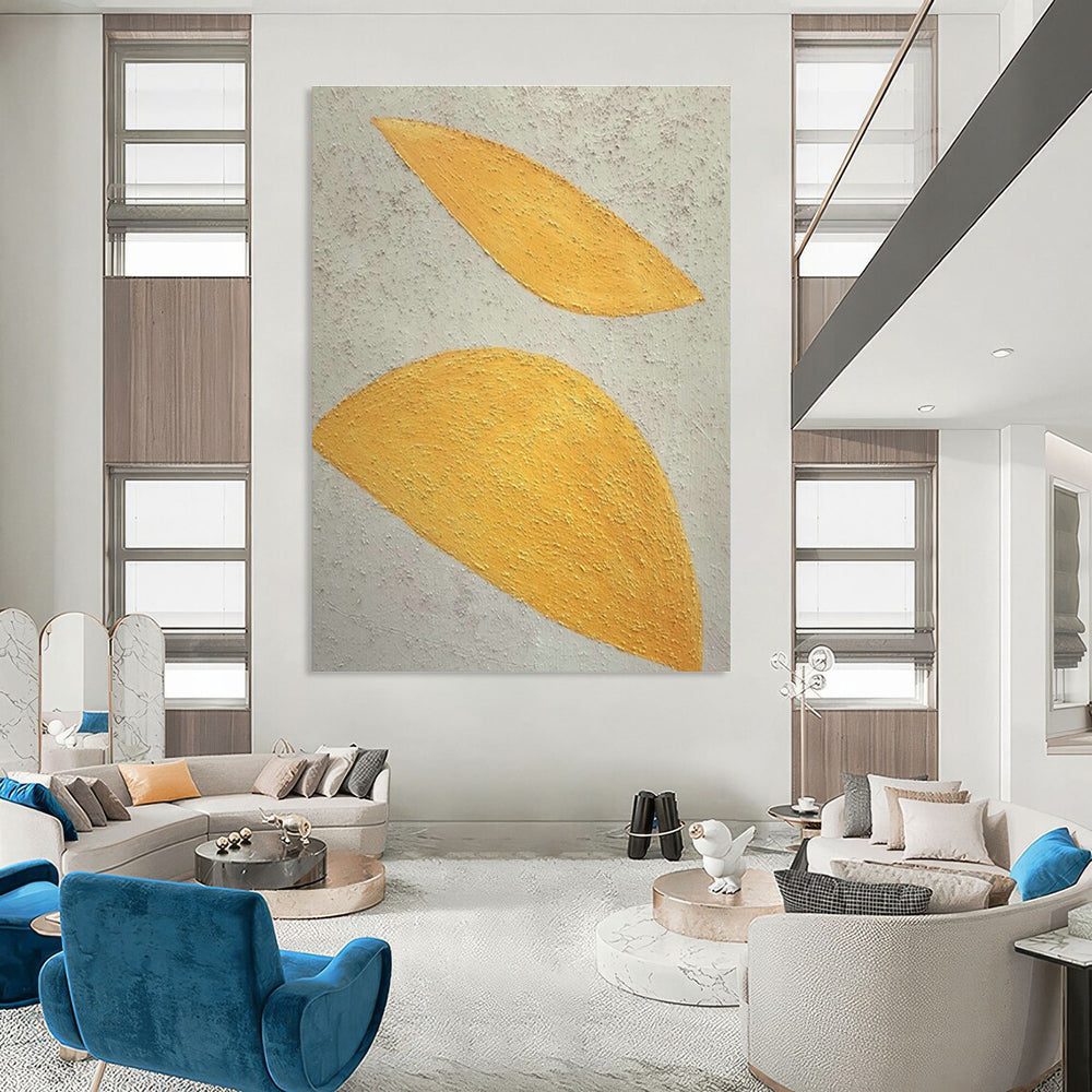 Yellow - White Leaf - Shaped Art for Scandinavian Nursery & Botanical Art Studio DLZ1887