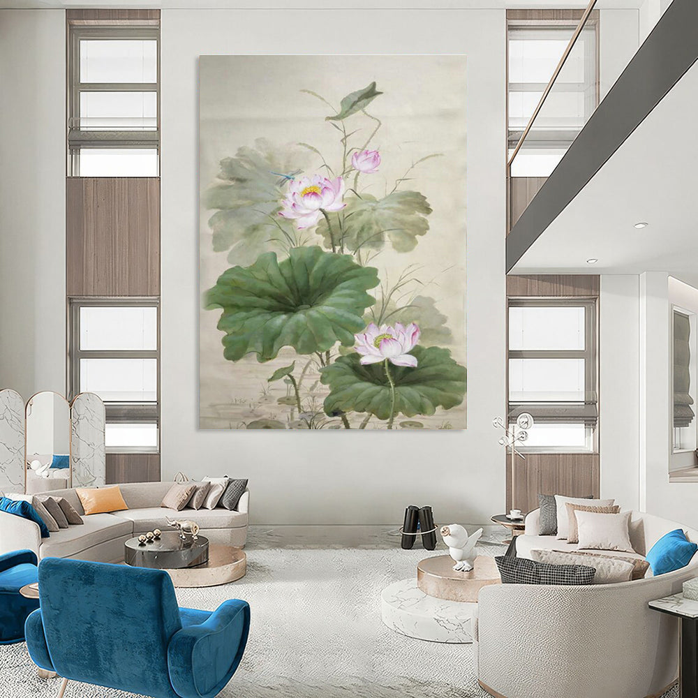 Meticulous - Brush Lotus Art for Oriental - Style Spa & Botanical Garden Lounge DLZ2288