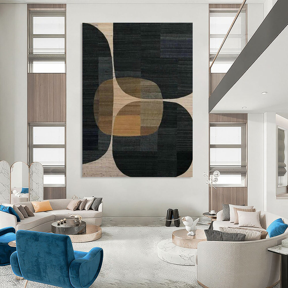 Geometric Color - Block Rug Art for Mid - Century Modern Dining Areas DLZ0255