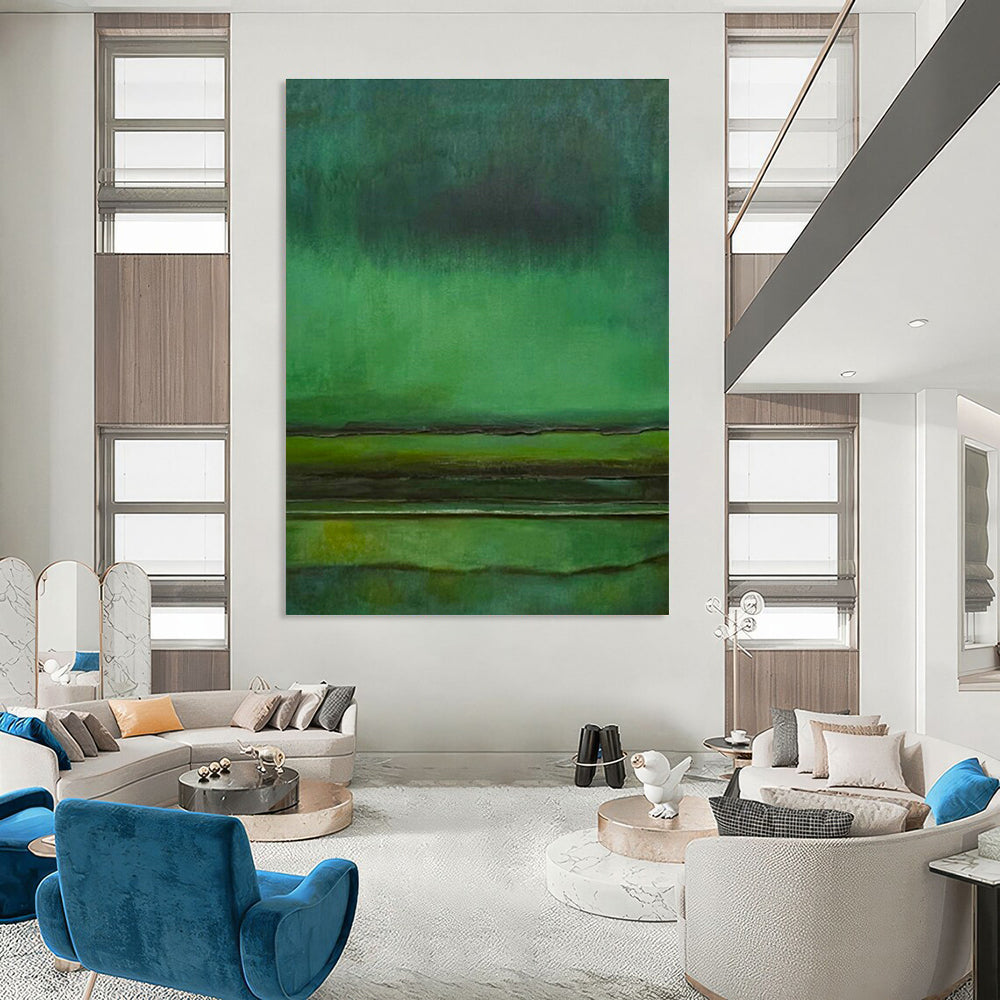 Gradient Green Abstract Art for Spa Retreat Waiting Rooms DLZ0288