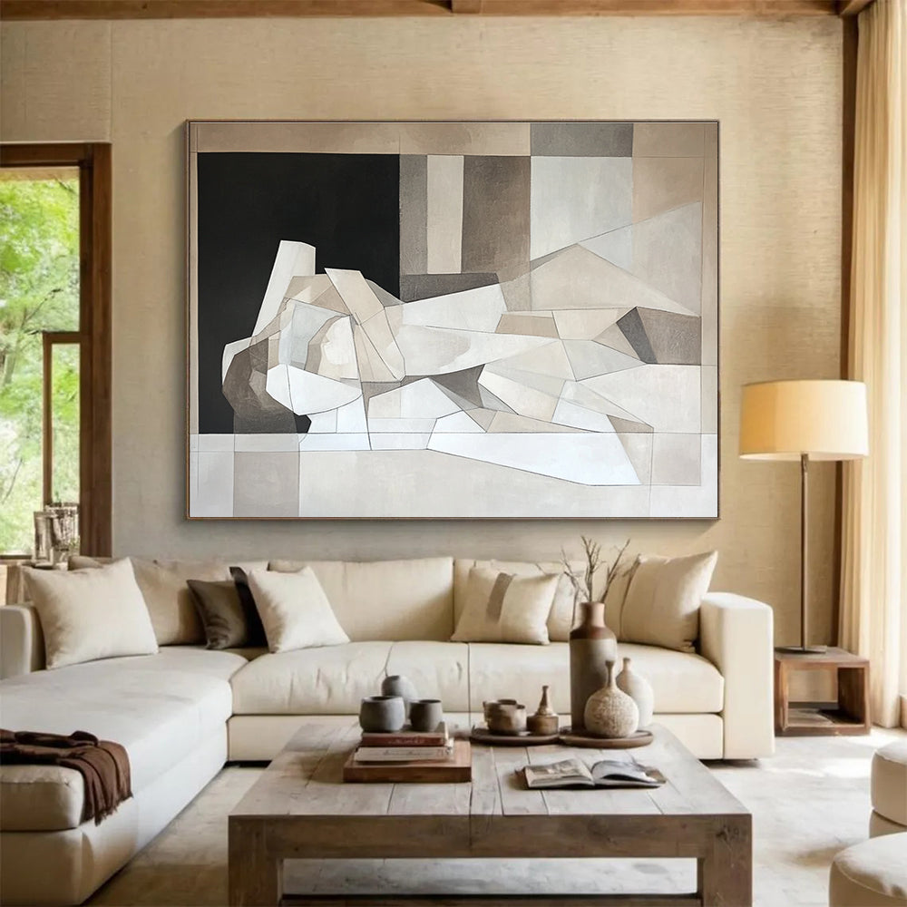 Geometric Neutral Tones Art for Modern Art Museum & Minimalist Office SC457