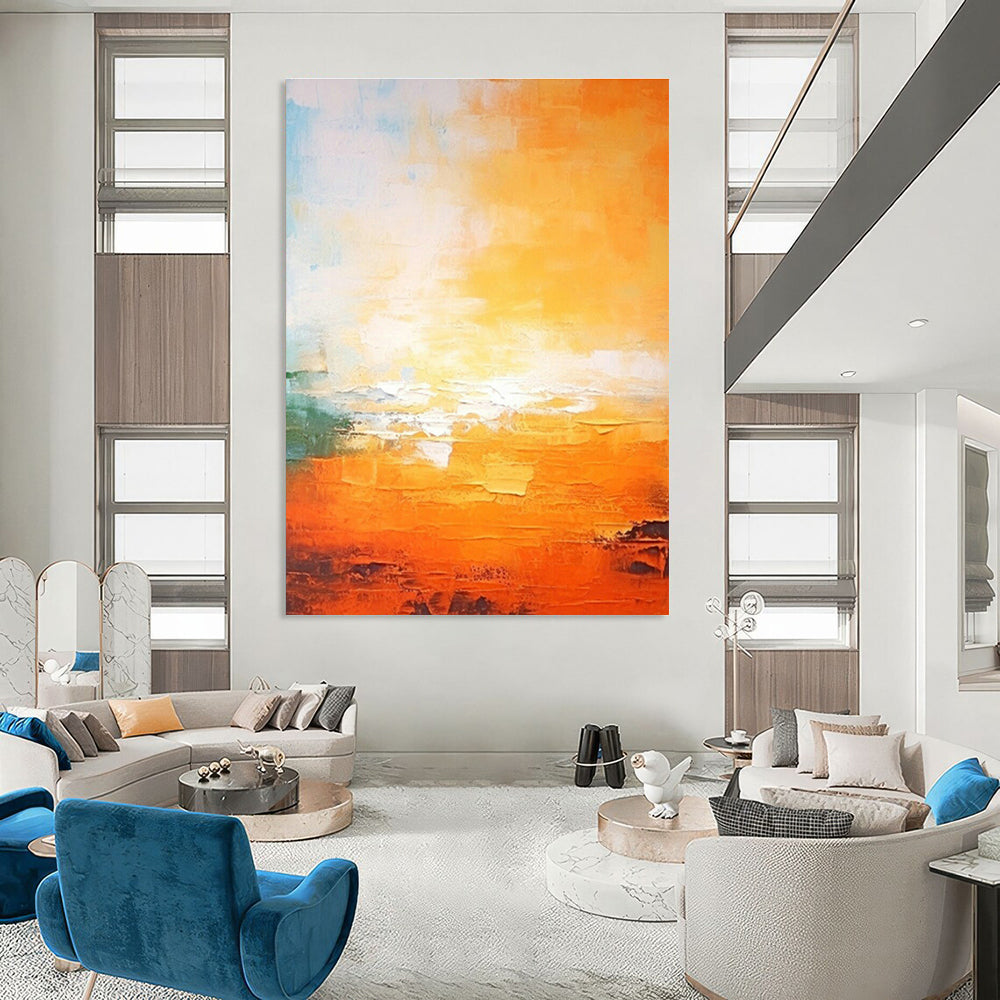 Orange - Yellow Gradient Abstract Art for Modern Sunroom & Vibrant Café DLZ0741