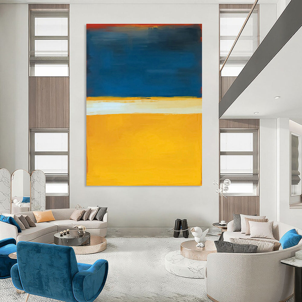 Blue - Yellow - White Abstract Art for Living Room & Bedroom DLZ0451