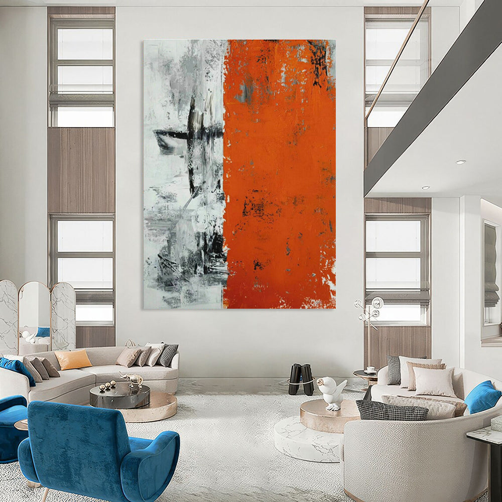 Orange - Grey Abstract Art for Living Room & Bedroom DLZ0494