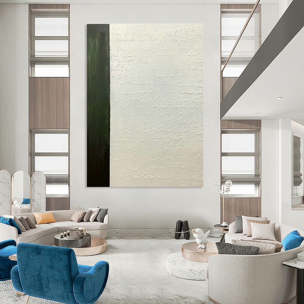 Green - White Calligraphy Relief Art for Home Library & Vintage Café DLZ1188