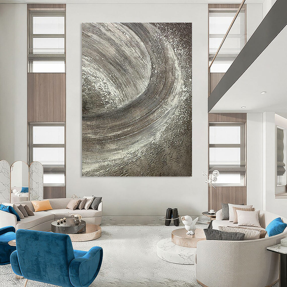 Textured Gray Swirl Art for Industrial Loft & Modern Art Gallery DLZ2242