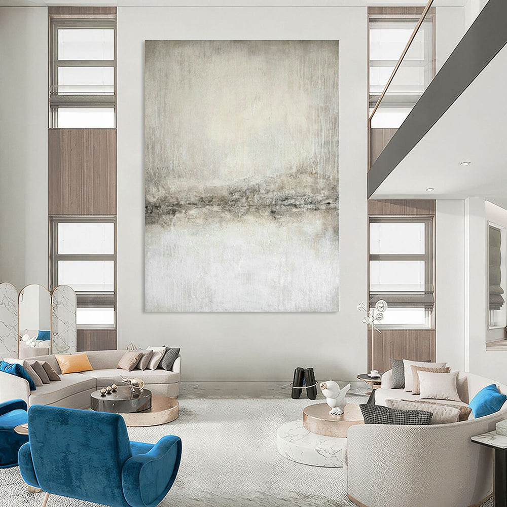 Light Gray Textured Abstract Art for Contemporary Gallery & Minimalist Bedroom DLZ1075