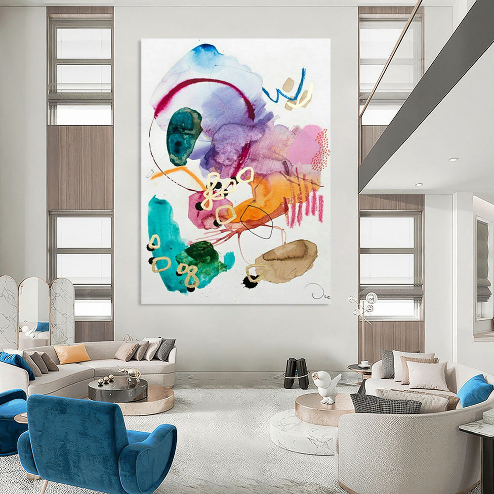 Watercolor Abstract Art for Spa Wellness Center Relaxation Rooms DLZ0178