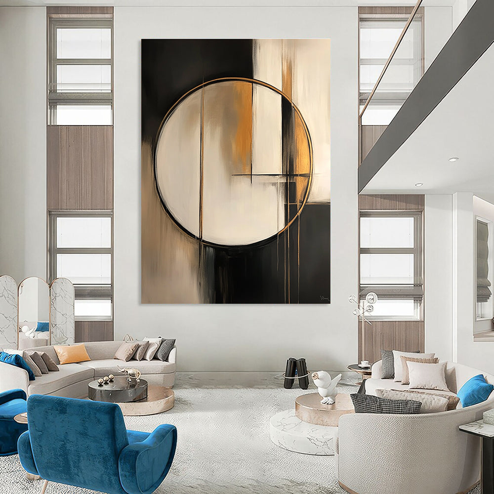 Gold - Accented Circular Abstract for High - End Boutique & Modern Dining Room STSC209