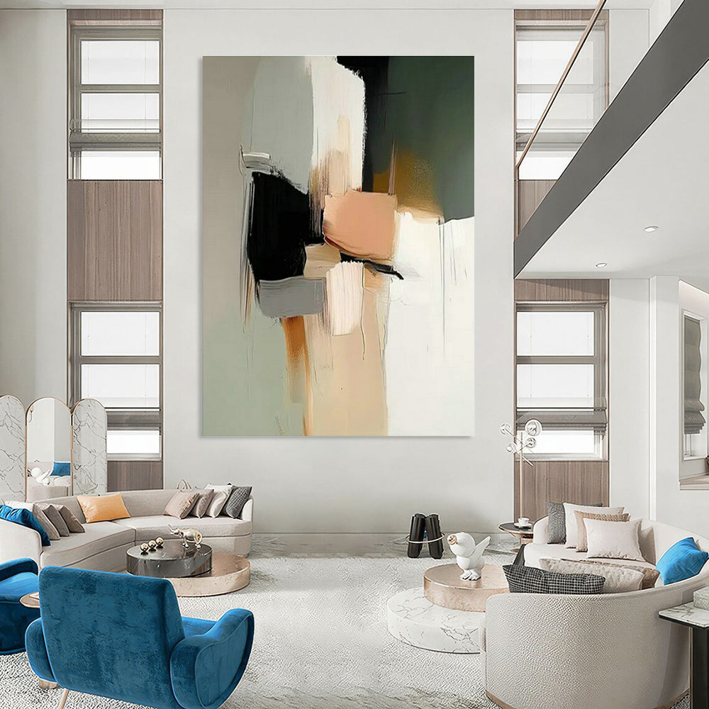 Color - Block Geometric Abstract Art for Modern Living Room & Art Gallery Exhibition DLZ1840