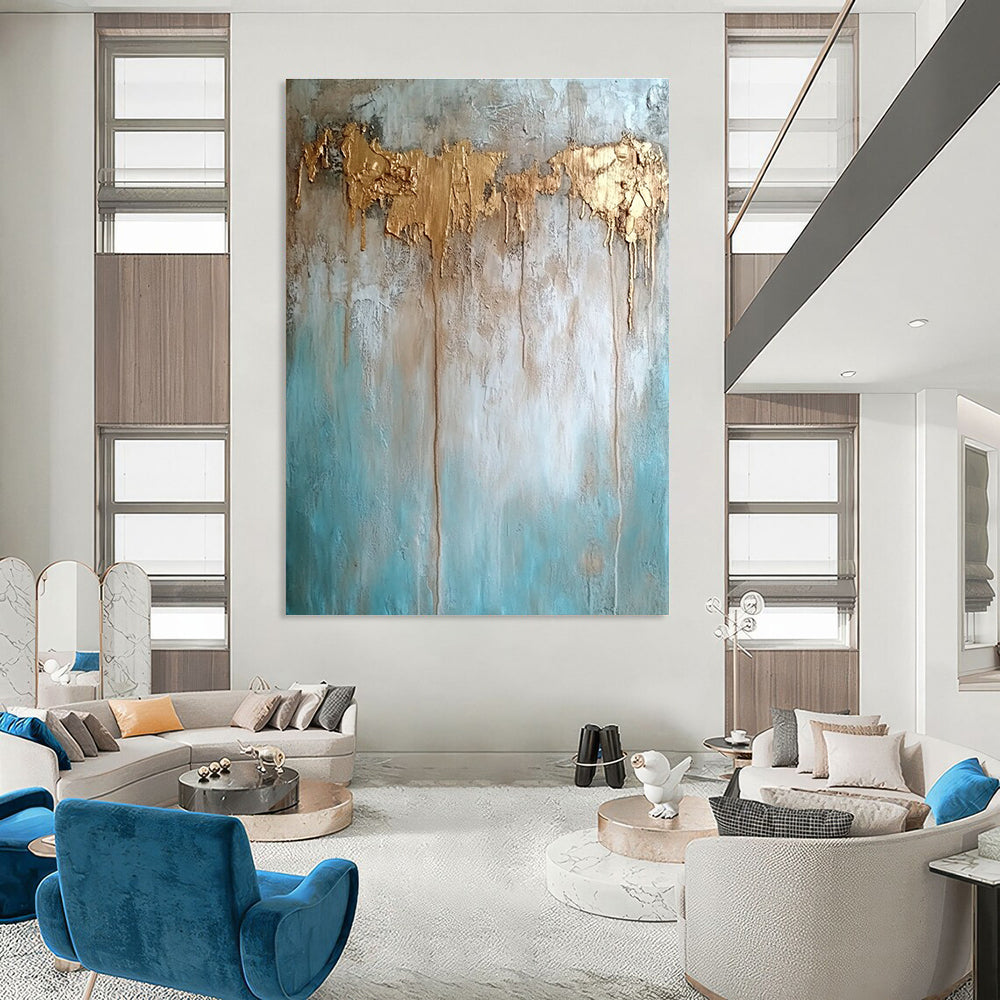 Gold - Drip Textured Art for Luxury Retail Store & High - End Home Dining Room STSC136