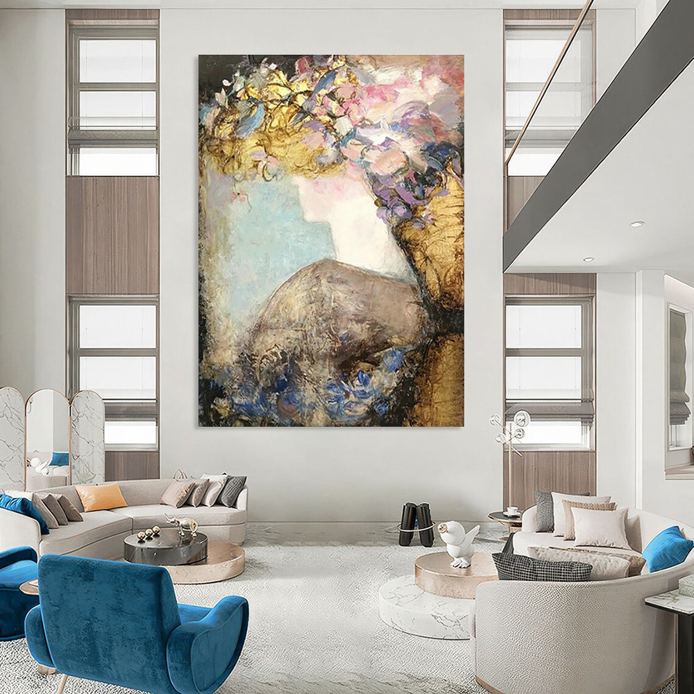 Floral Shadow Female Abstract Art for Bridal Salon & Flower Shop Lounge DLZ0636