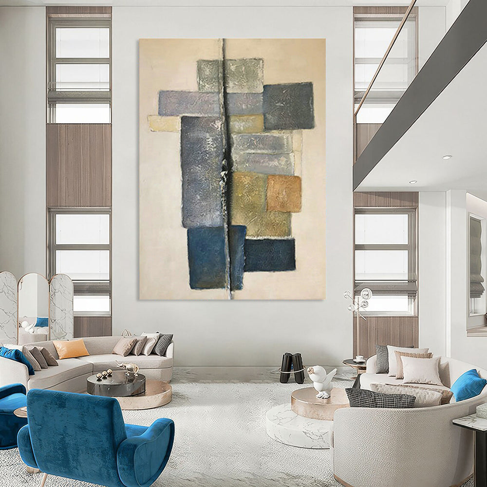 Geometric Color - Block Abstract Art for Modern Office Reception & Design Studio DLZ1058