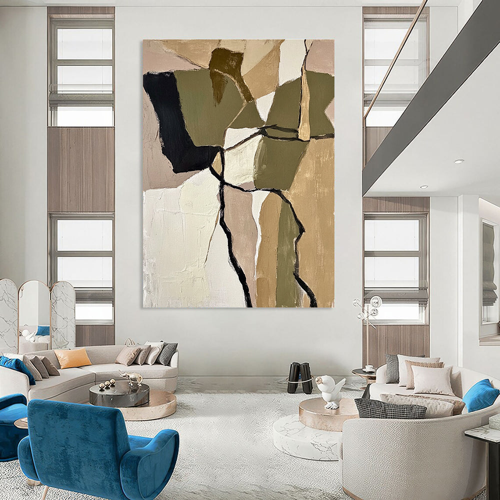 Earth - Toned Geometric Abstract for Rustic Living Room & Art - Loving Study STSC844