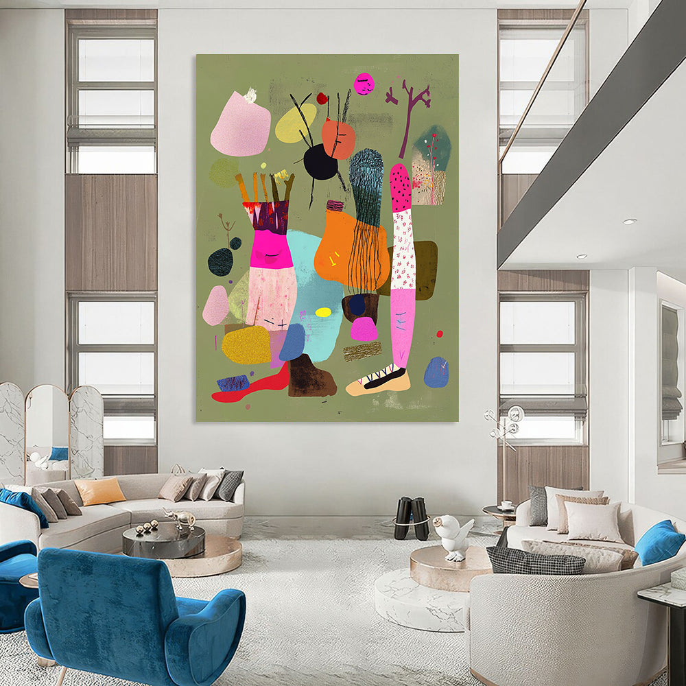 Abstract Shapes on Green for Modern Eco - Friendly Home & Nature - Themed Art Gallery STSC972