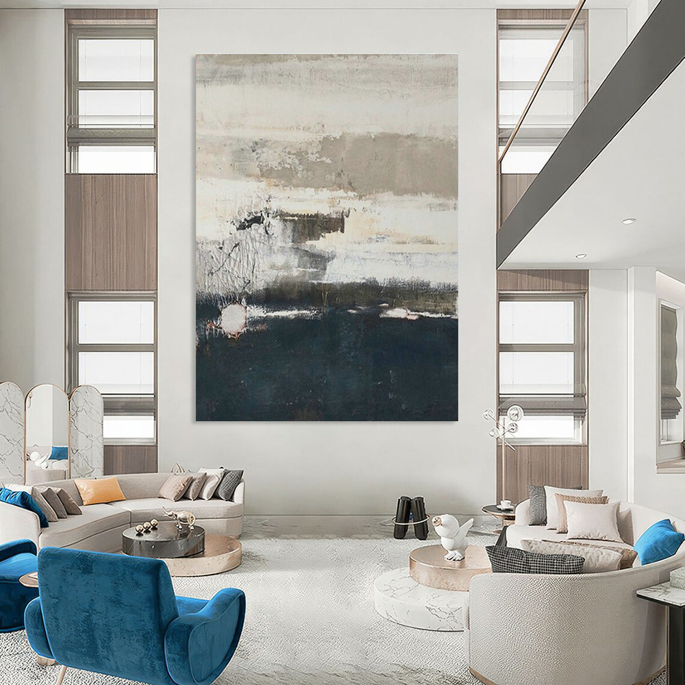 Gray - White - Blue Textured Art for Coastal Home & Nautical Art Gallery DLZ1881