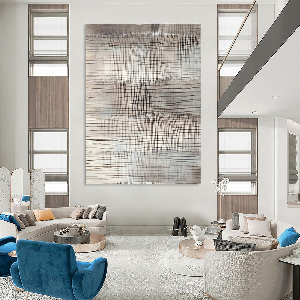 Grid - Patterned Abstract Art for Minimalist Home Office & Calm Home Reading Nook STSC1439