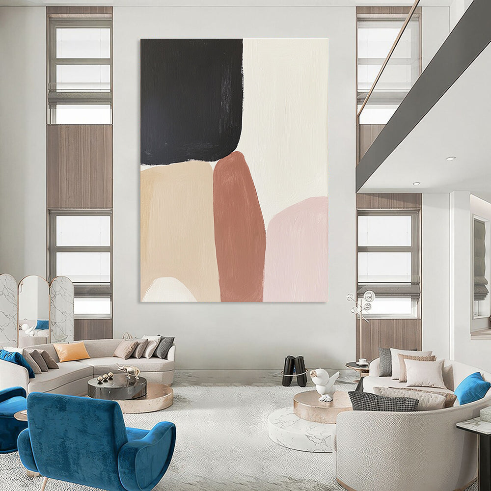 Neutral Color Block Abstract for Minimalist Living Room & Modern Office STSC480