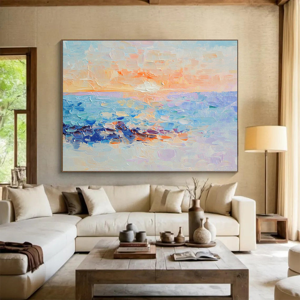Vibrant Sunset Beach Art for Tropical Resort Lobby & Lively Family Room SC107