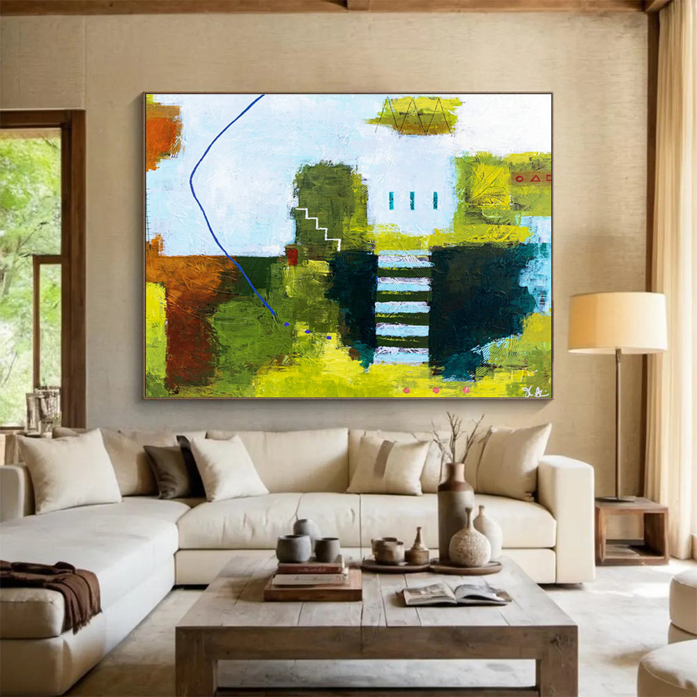 Green - Yellow Architectural Abstract for Modern Real Estate Office DLZ2945