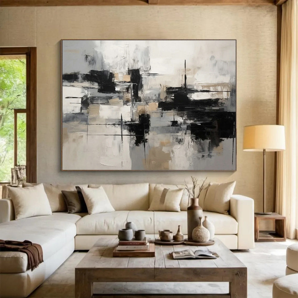 Grey - Brown Geometric Abstract Art for Contemporary Hallway DLZ2719