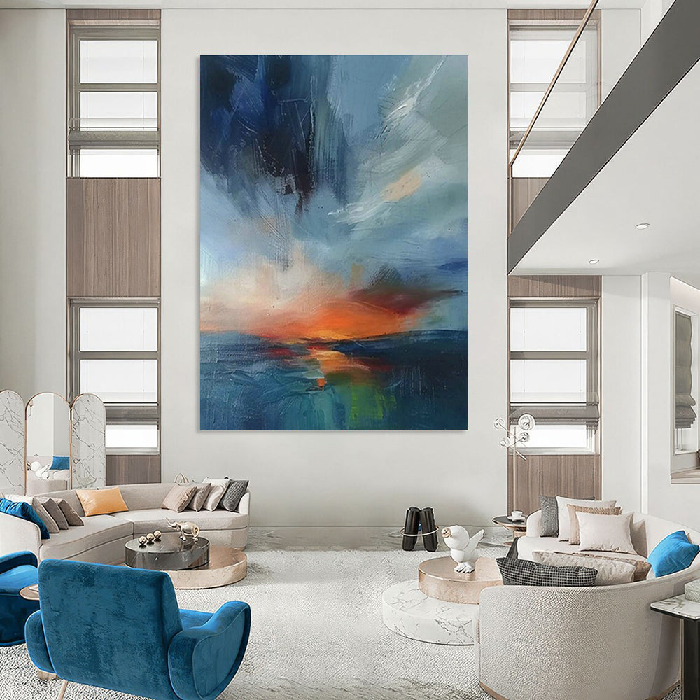 Blue - Orange Seaside Art for Coastal Home Master Bedrooms DLZ0124