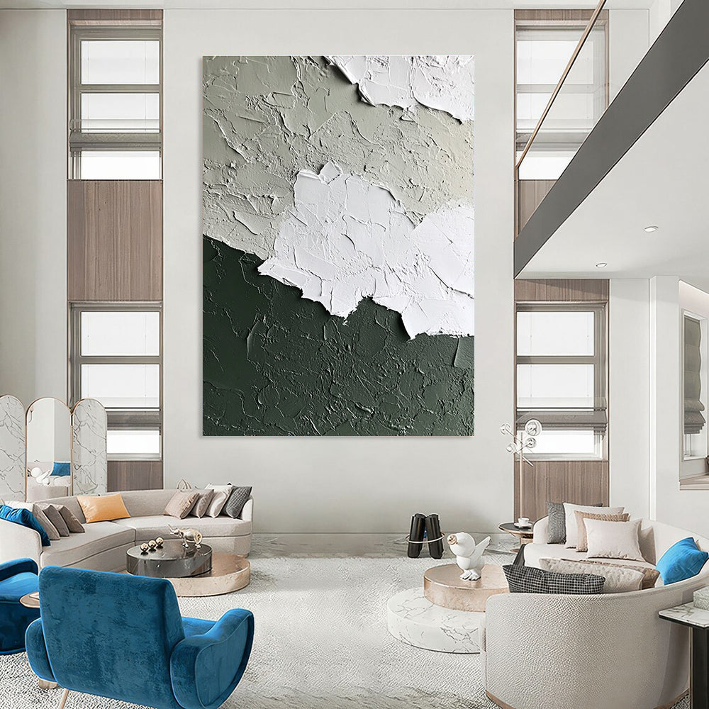 Textured Green - Gray Wall Art for Industrial - Style Café & Interior Design Studio STSC132