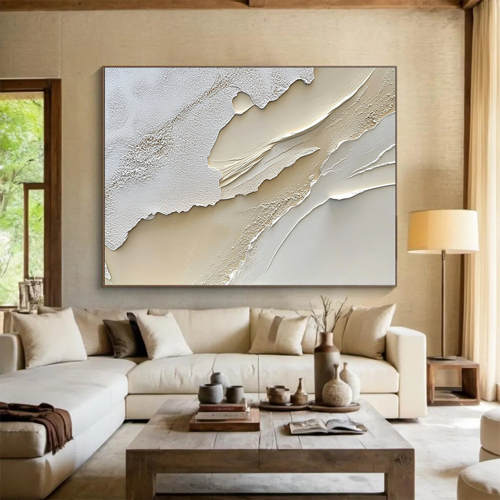 Textured White - Beige Layers Art for Luxury Spa & High - End Boutique SC459