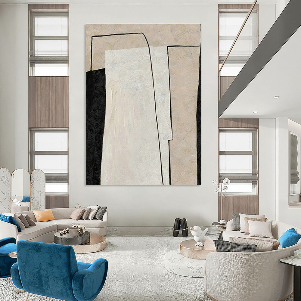 Black - White Geometric Art for Minimalist Living Room & Art Gallery DLZ2041