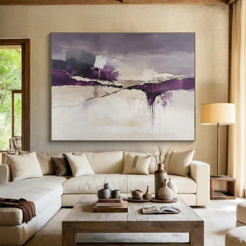Purple and Gray Abstract Art for Modern Bedroom & Artistic Lounge SC316