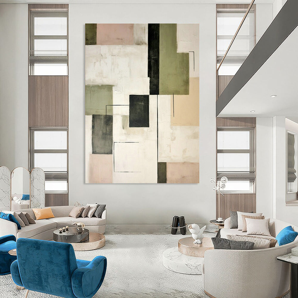 Pastel Geometric Collage Art for Bedroom & Boutique Café DLZ0600