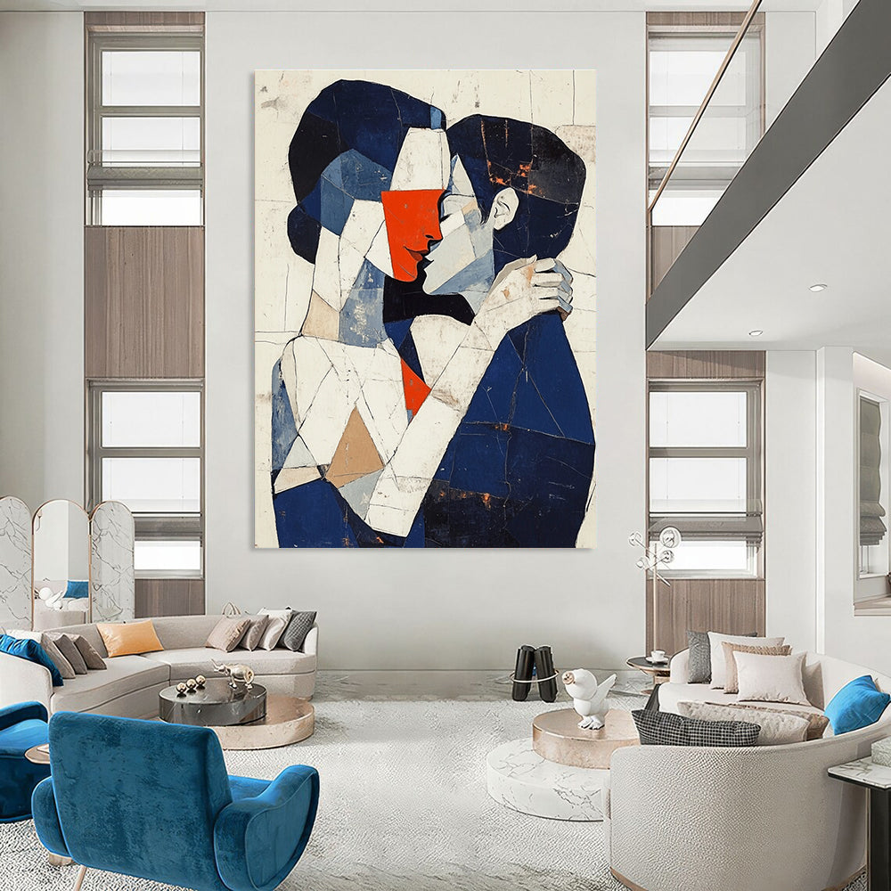 Cubist Kissing Couple Art for Modern Home Gallery & Art History Classroom STSC1055